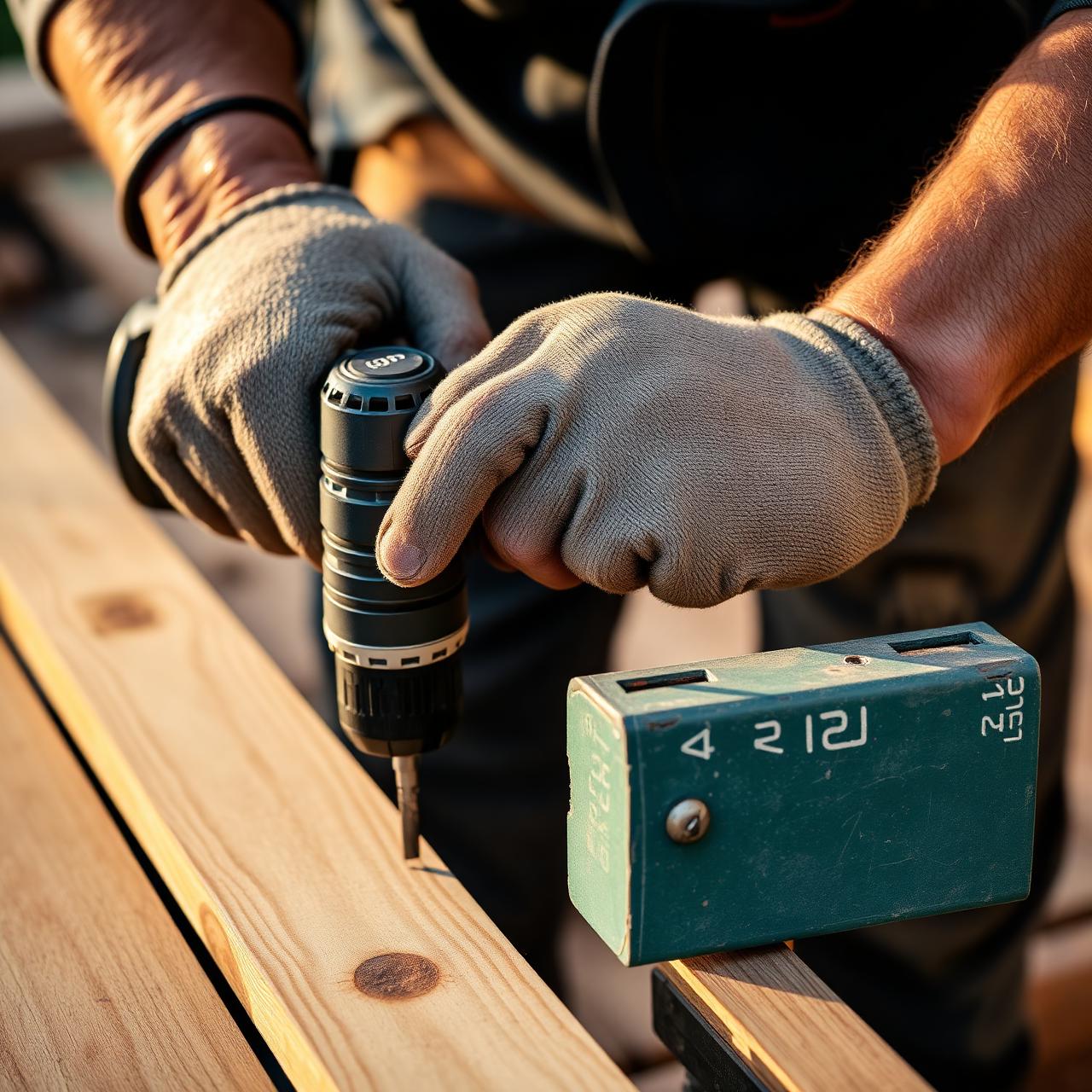 Carpenter installing deck framing in Cincinnati